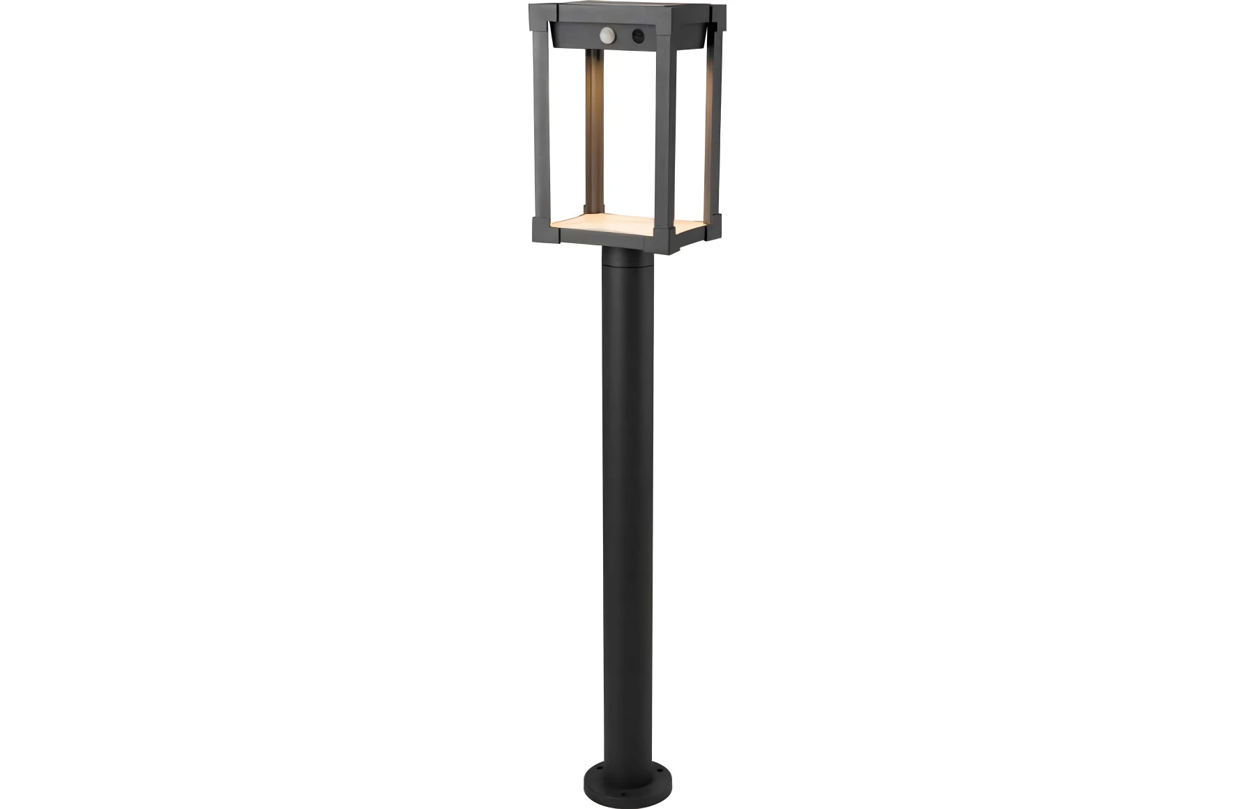 Stalp iluminat exterior LED SOLIS, cu panou solar si senzor, aluminiu
