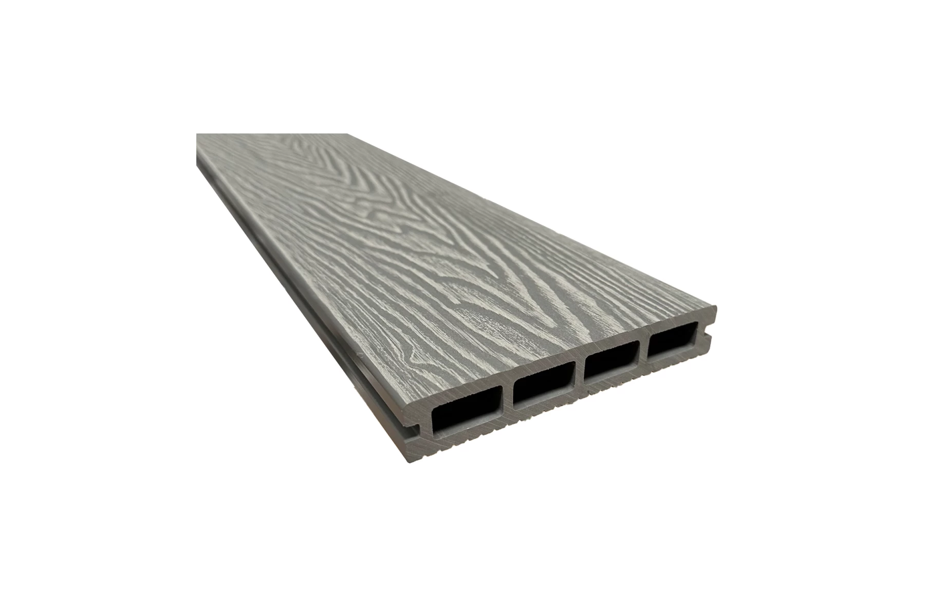 Placa deck terasa WPC 3D, tip pardoseala/dusumea WPC, 150x25 mm, gri deschs linii periat