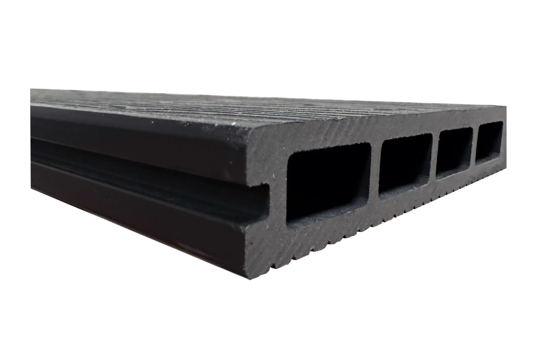 Placa deck terasa WPC 3D, tip pardoseala/dusumea WPC, 150x25 mm, gri antracit linii periat