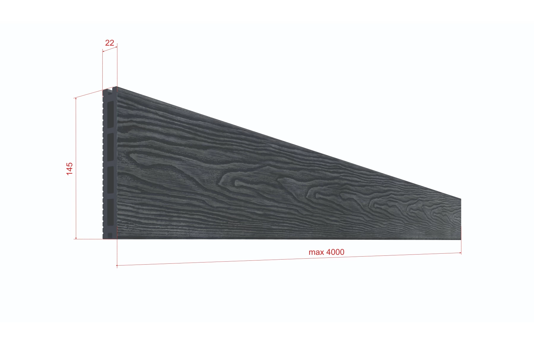 Placa deck terasa WPC 3D, tip pardoseala/dusumea WPC, 150x25 mm, gri antracit linii periat