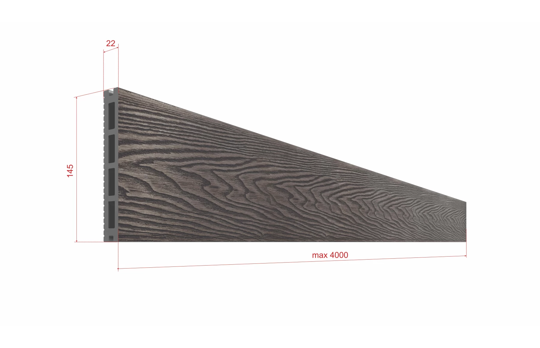 Placa deck terasa WPC 3D, tip pardoseala/dusumea WPC, 150x25 mm, maro linii periat