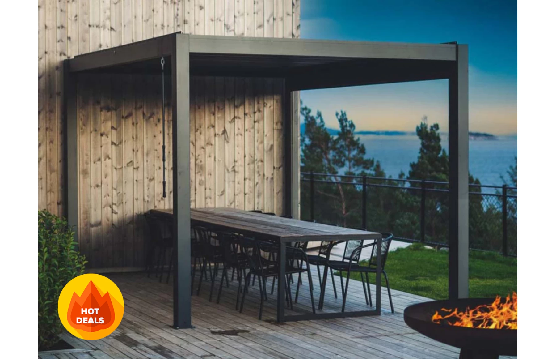 Pergola X Bioclimatica cu LED, Pavilion 4x4x2.5metri , Premium, Aluminiu