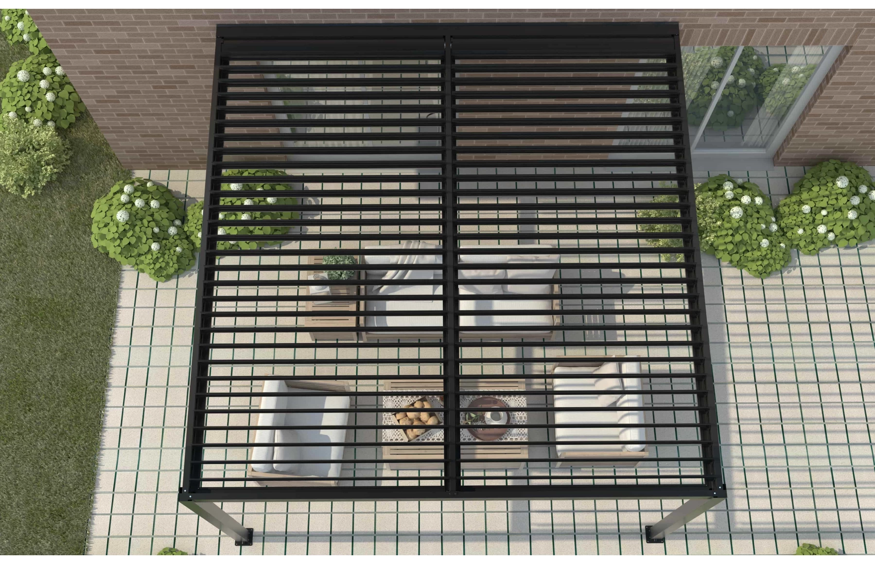Pergola X Bioclimatica, Pavilion 4x7.8x2.3metri cu LED, prindere pe casa, Premium, Aluminiu