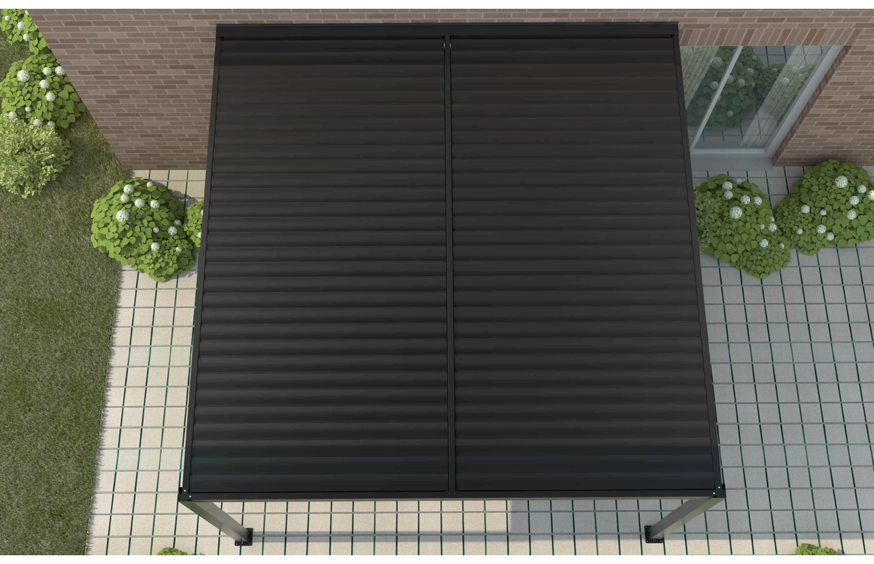 Pergola X Bioclimatica, Pavilion 4x7.8x2.3metri cu LED, prindere pe casa, Premium, Aluminiu