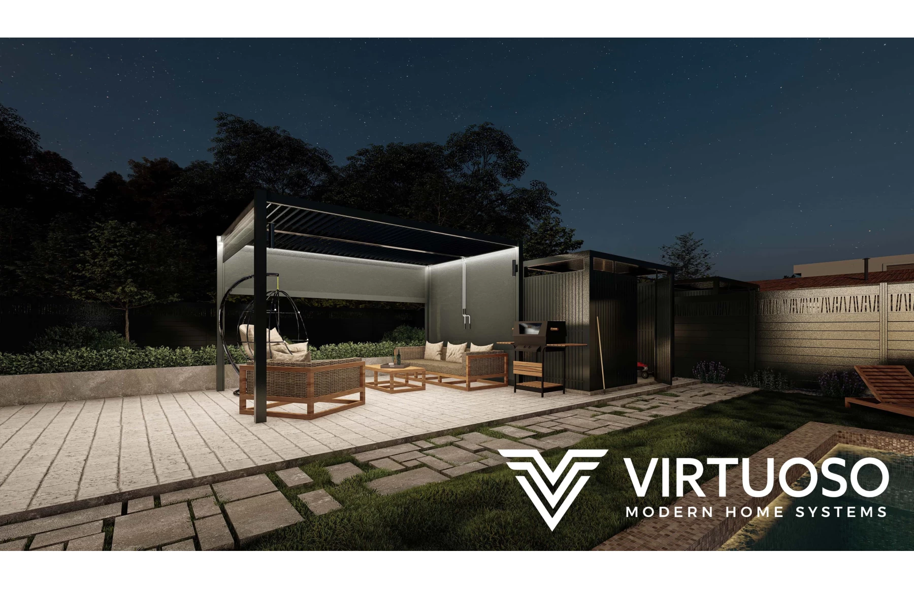 Gard metalic din aluminiu, model Poseidon, 2000x1800mm