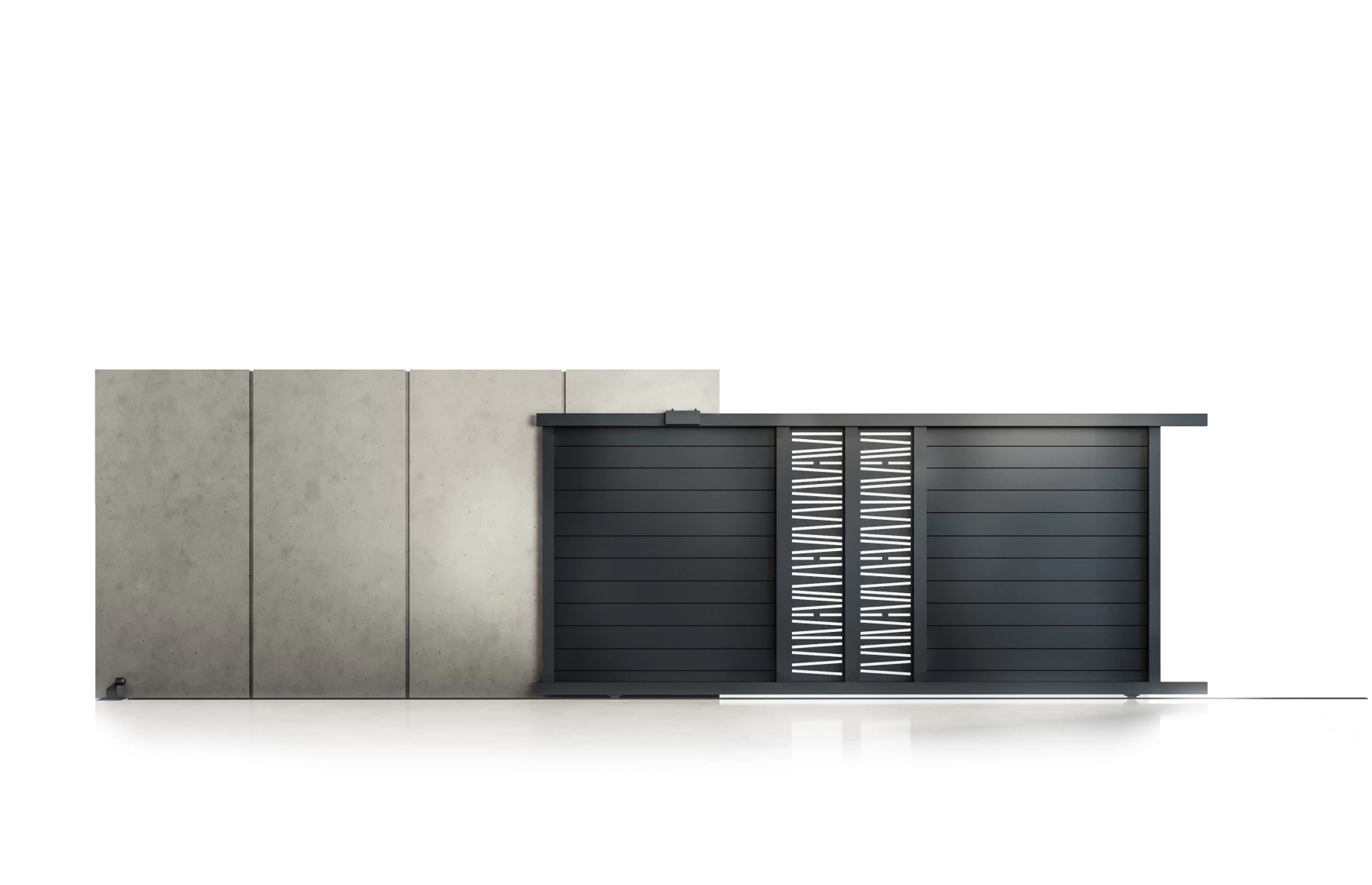 Poarta culisanta glisanta metalica din aluminiu, prefabricata, gri antracit, model Poseidon, 4000x1800mm