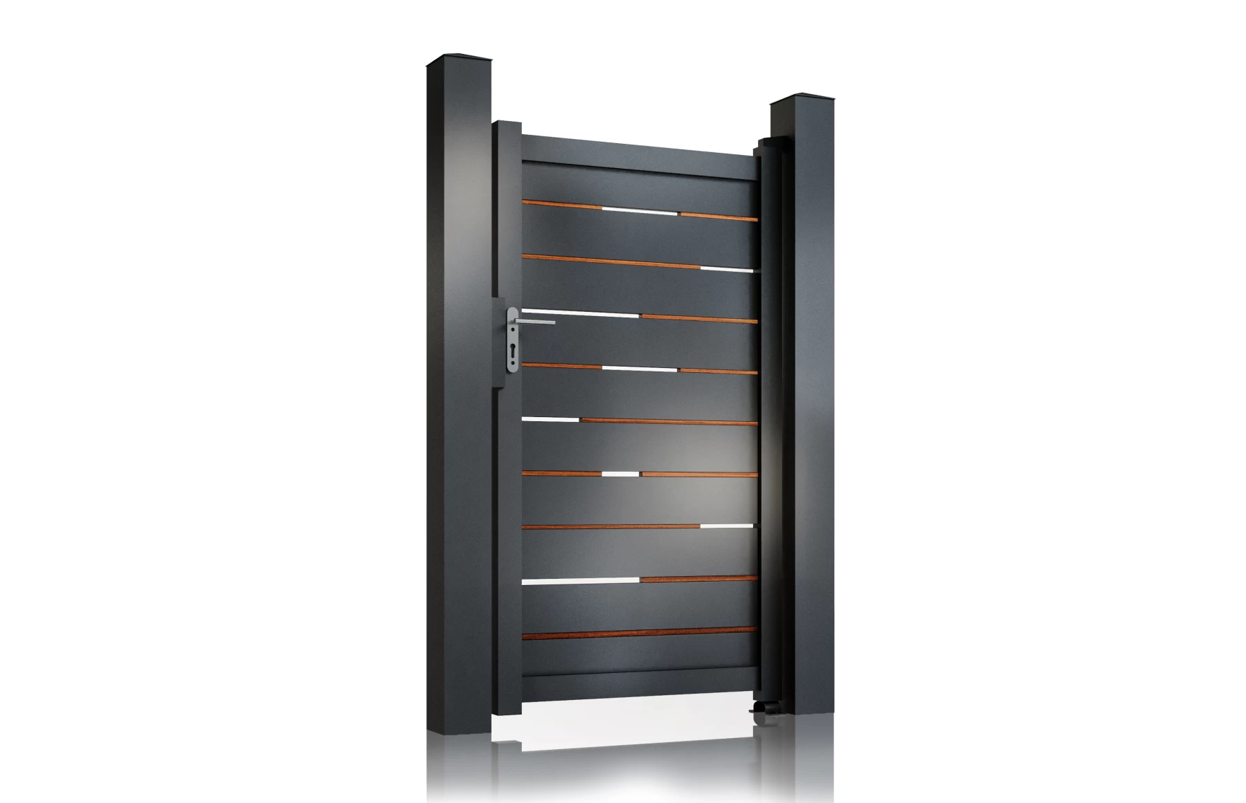 Poarta pietonala aluminiu Ragnar, 900mm lungime x 1800mm inaltime, insertii tip lemn aluminiu