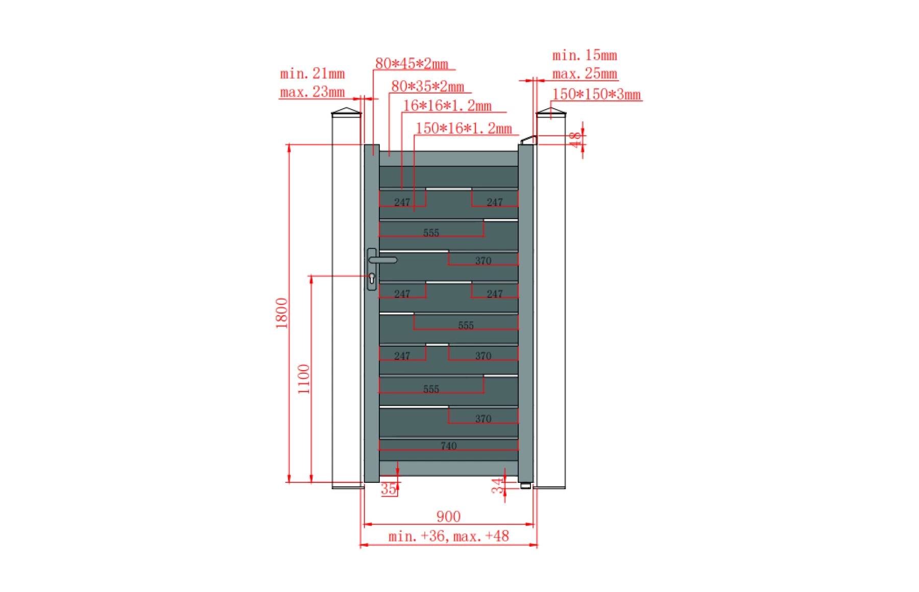 Set porti metalice din aluminiu 900x1800m, 4000x1800mm, prefabricate, gri antracit, model Ragnar