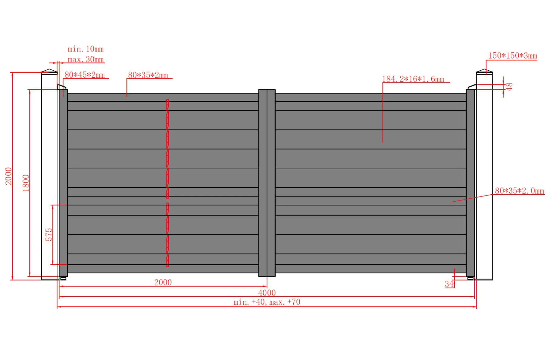 Poarta auto batanta aluminiu 4000x1800mm, prefabricat, model Baldur, maro