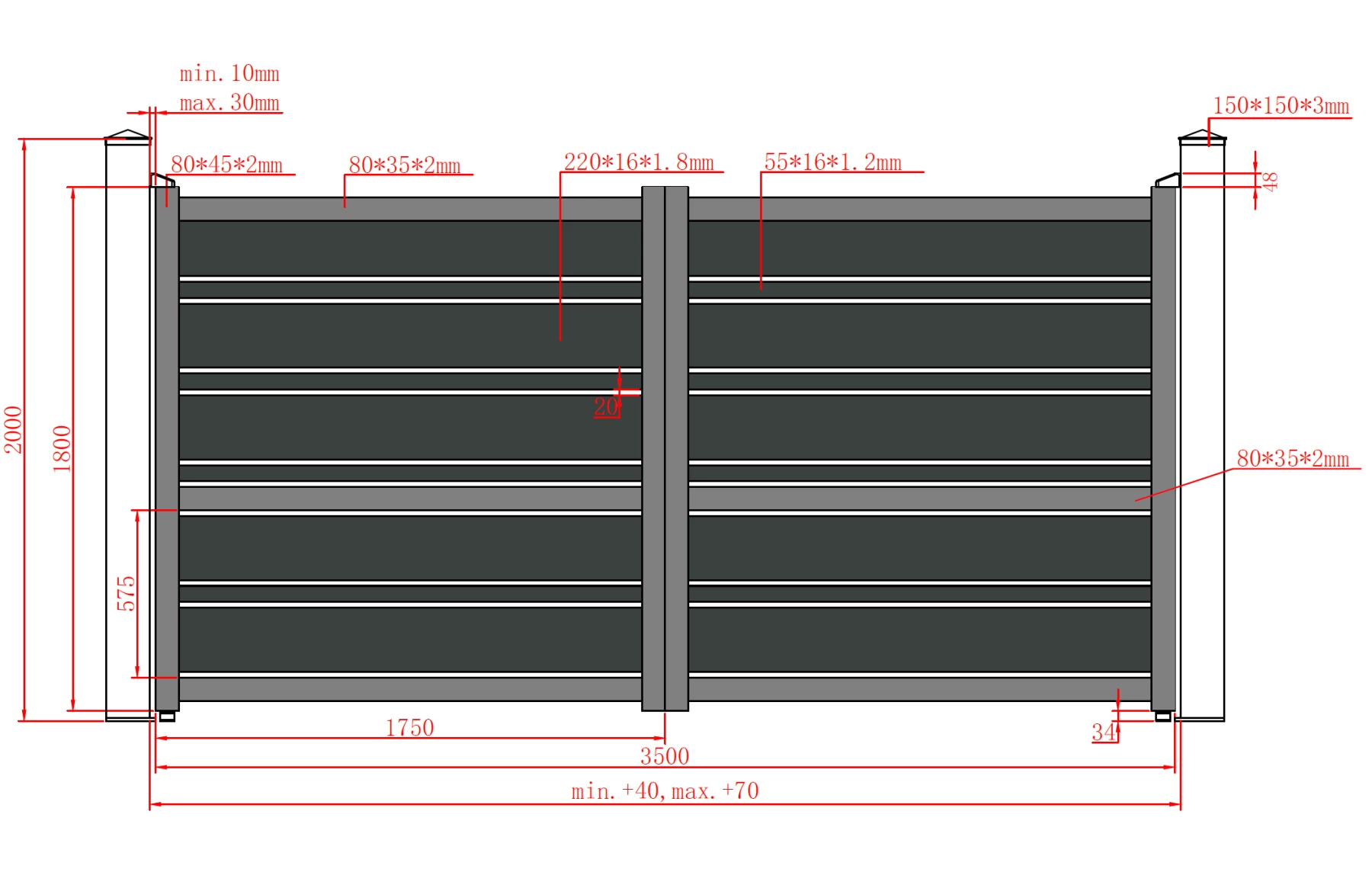 Poarta auto batanta aluminiu 3500x1800mm, prefabricat, model Neptun, maro