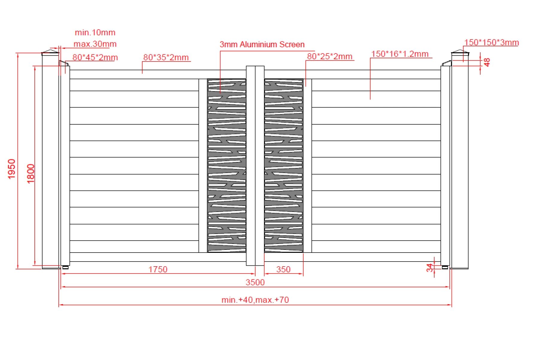 Poarta auto metalica din aluminiu 3500x1800mm, prefabricat, gri antracit, model Poseidon
